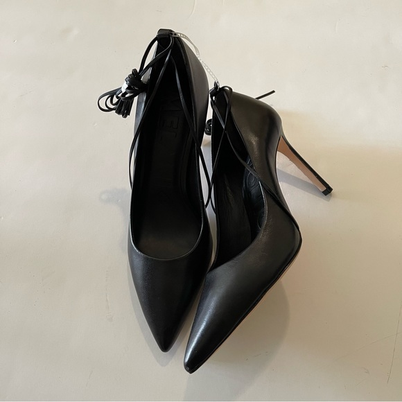 Antonio Melani Black Lace-Up Strap Pumps - Picture 6 of 9